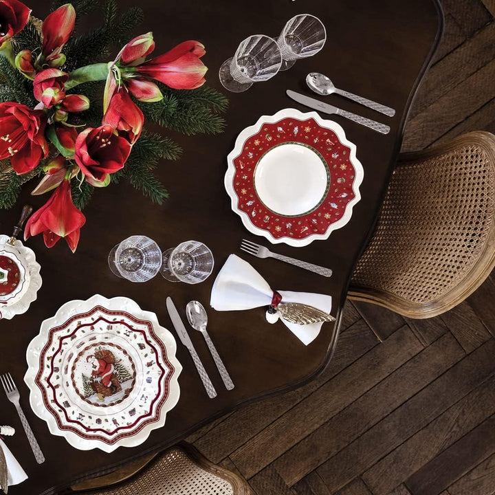 Villeroy & Boch Toy's Delight Suppenteller 6er Set, 26 cm, Tiefer Teller mit Weihnachtsdekor, Premiu