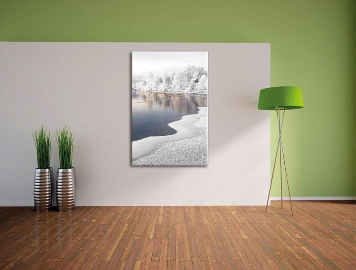 Pixxprint Traumhafte Winterlandschaft als Leinwandbild/Grösse: 120x80 cm/Wandbild/Kunstdruck/fertig