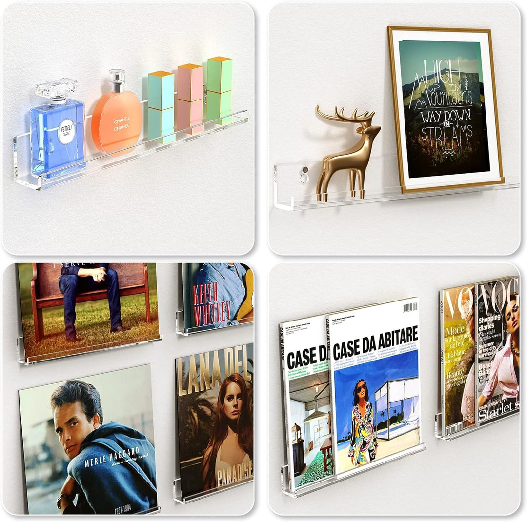 HIIMIEI Vinyl Wandhalterung 6 er für Platten und Fotos, 30,5 x 4,3 x 4,5 cm Schallplatten Wandhalter