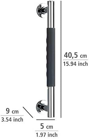 WENKO Edelstahl Wandhaltegriff Secura 40,5 cm - Bad-Sicherheitsgriff für Badewanne oder WC, Silikon,
