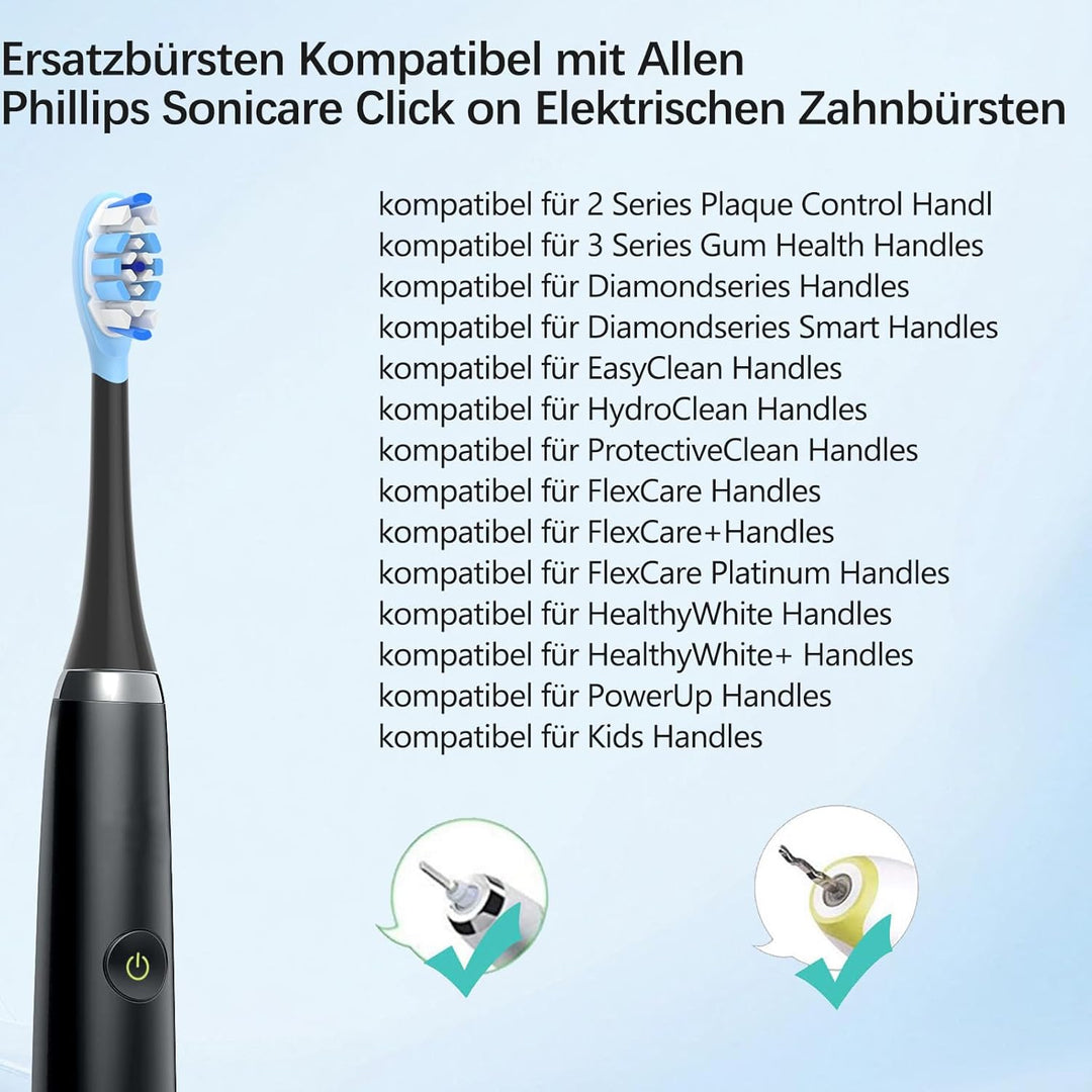 16er Ersatzbürsten Kompatibel mit Philips Sonicare Elektrische Zahnbürste,Bürstenköpfe Zahnbürstenau