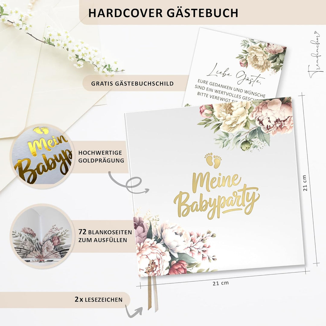 Babyparty Gästebuch zum Selbstgestalten - Baby Geschenk zur Geburt für Mädchen und Junge - 72 Seiten