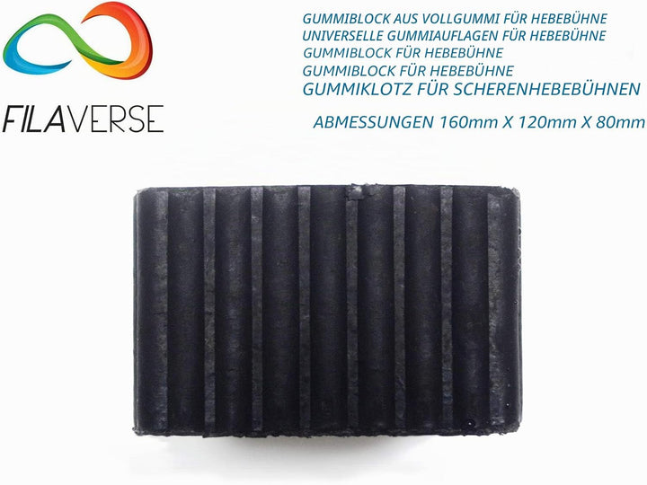 FILAVERSE Gummiauflage 160x120x80mm - KIT mit 4 gummiklotz für Kfz Hebebühnen. Abmessungen des Gummi