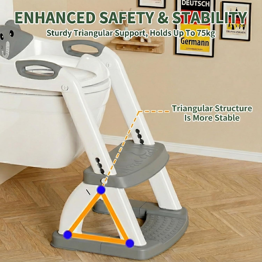 Toilettensitz Kinder mit Treppe, 2 in 1 Toiletten-Trainingssitz & Toilettenleiter für Kinder – 5-fac