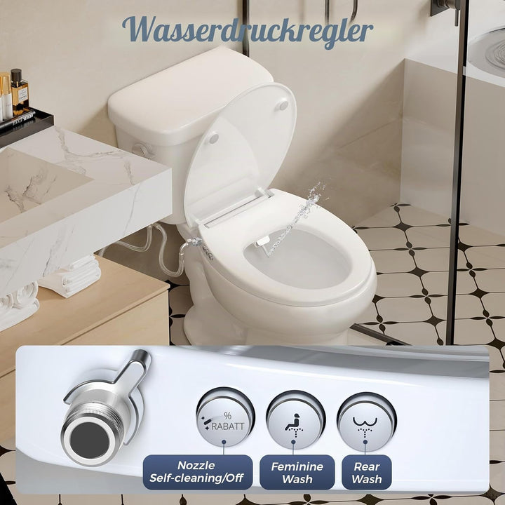 SAMODRA WC Sitz O Form mit Absenkautomatik - Bidet Toilettensitz - Dusch WC Aufsatz Bidet Japanische