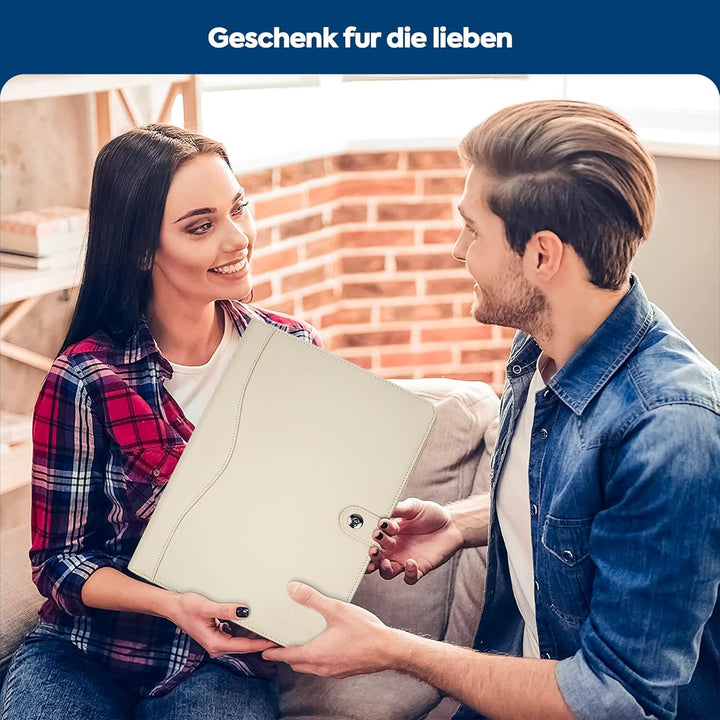 AMKSONS Schreibmappe A4 in Hell Grau inklusive Klemmbrett & DIN A4 Notizblock - Premium Konferenzmap