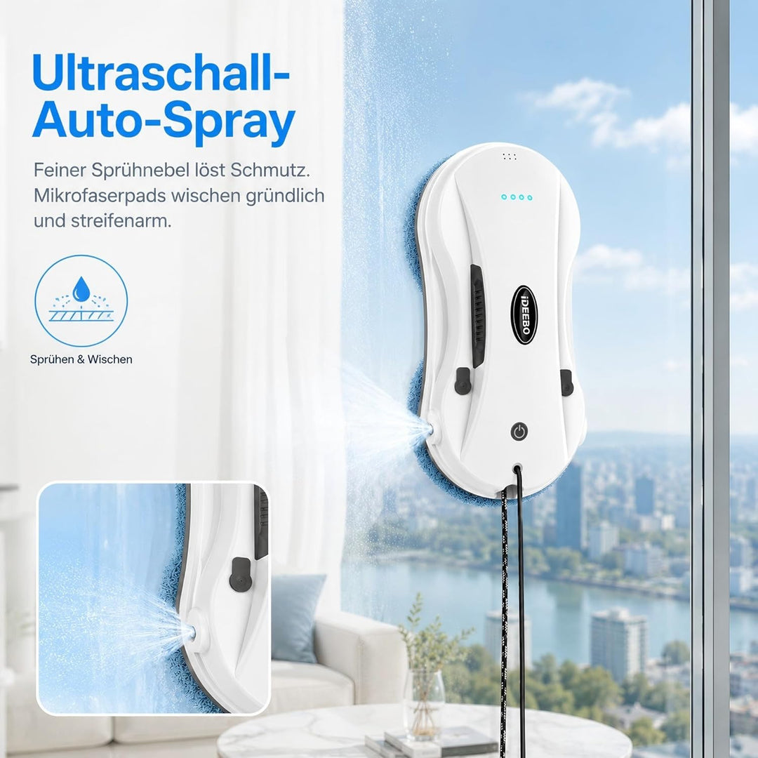 Fensterputzroboter, Fensterroboter mit 2-Fach Sprühsystem, Automatischem Wegplanung, Mehrfachschutz,