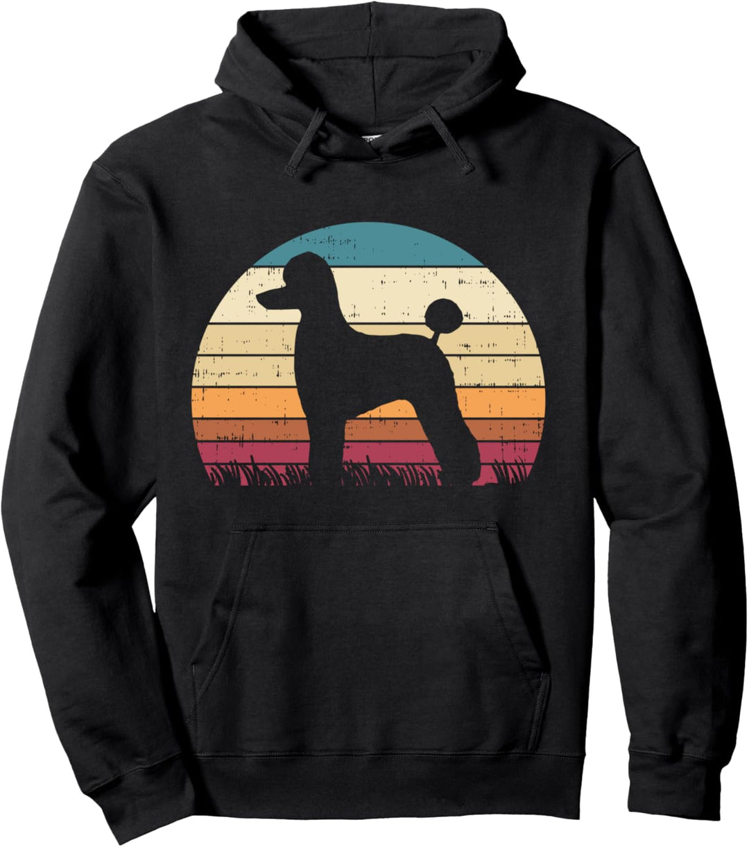Poodle Silhouette Sunset Vintage Pet Dog Lover Owner Gift Pullover Hoodie