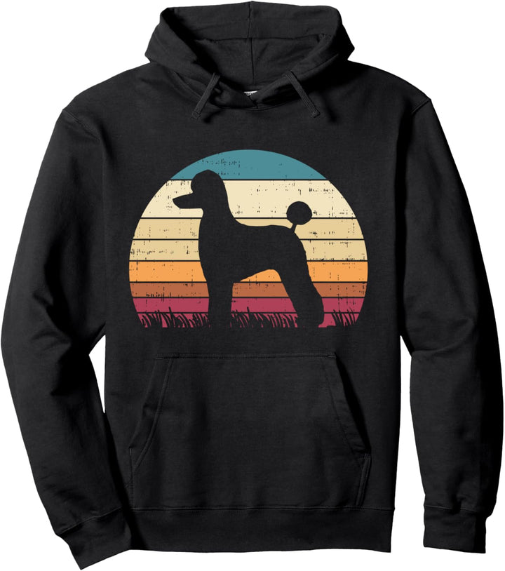 Poodle Silhouette Sunset Vintage Pet Dog Lover Owner Gift Pullover Hoodie