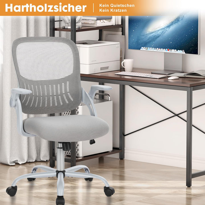 DUMOS Bürostuhl Ergonomisch, Schreibtischstuhl mit Lendenwirbelstütze, Verstellbaren Armlehnen Drehs