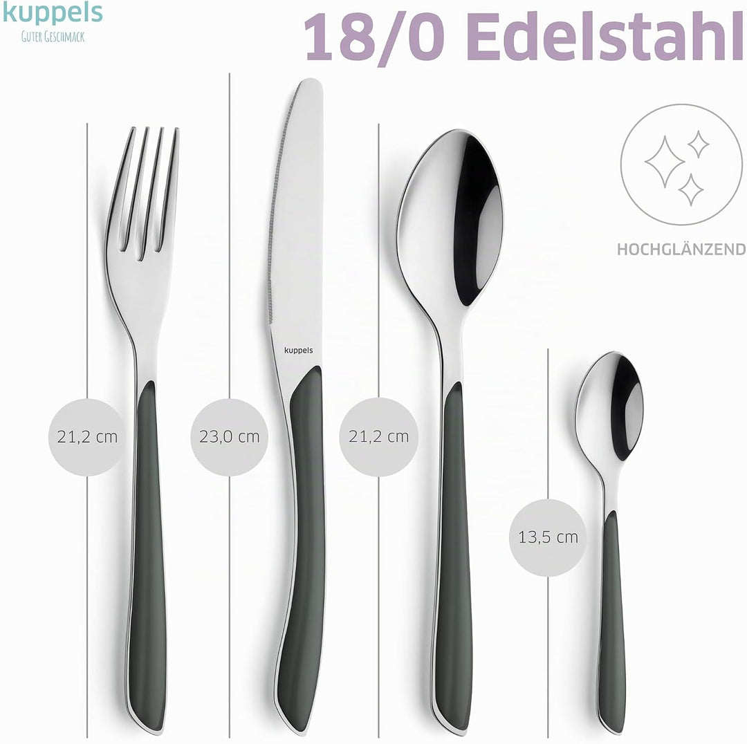 Kuppels Prisma Besteck Set für 6 Personen aus Edelstahl poliert | Besteckset 24-teilig | Hochwertige