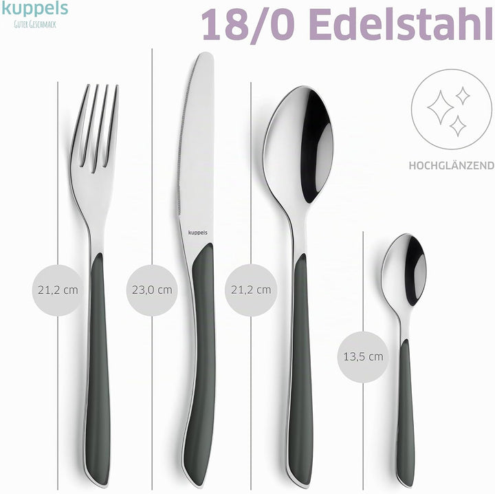 Kuppels Prisma Besteck Set für 6 Personen aus Edelstahl poliert | Besteckset 24-teilig | Hochwertige