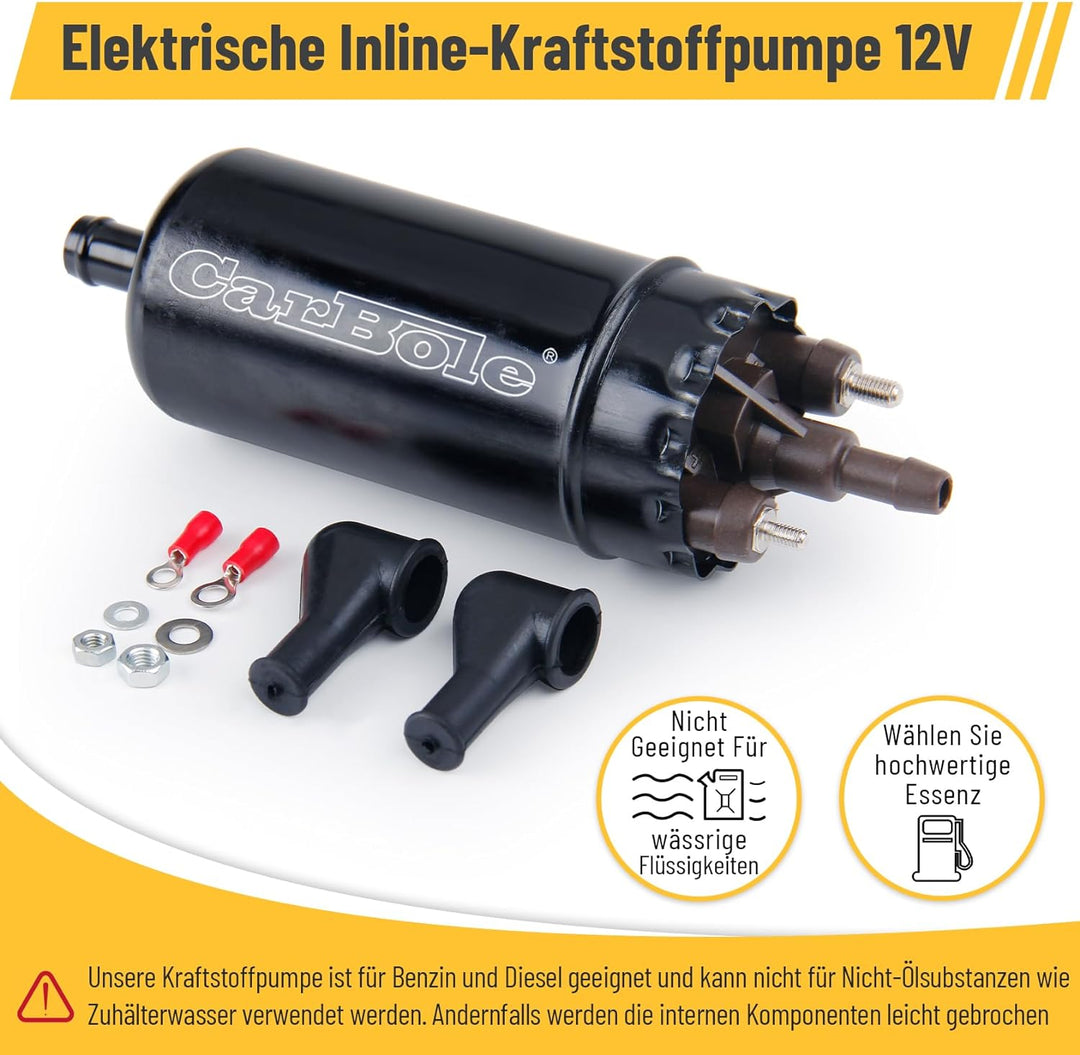 CarBole Elektrische Inline-Kraftstoffpumpe 12V,Dieselpumpe 250 bhp,Universal Externe Inline-Kraftsto