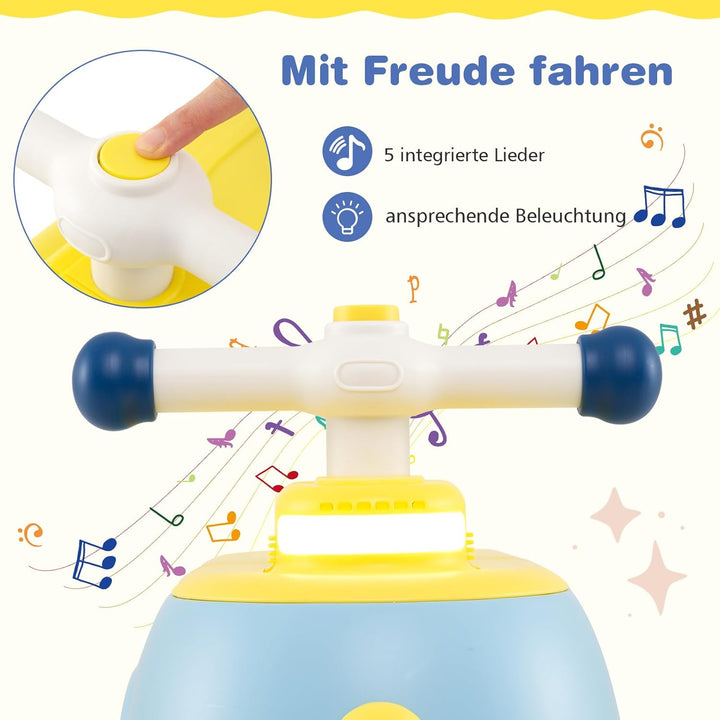 COSTWAY Rutschauto mit Anhänger, Rutschfahrzeug mit Licht & Musik & Stauraum unter dem Sitz, Rutsche