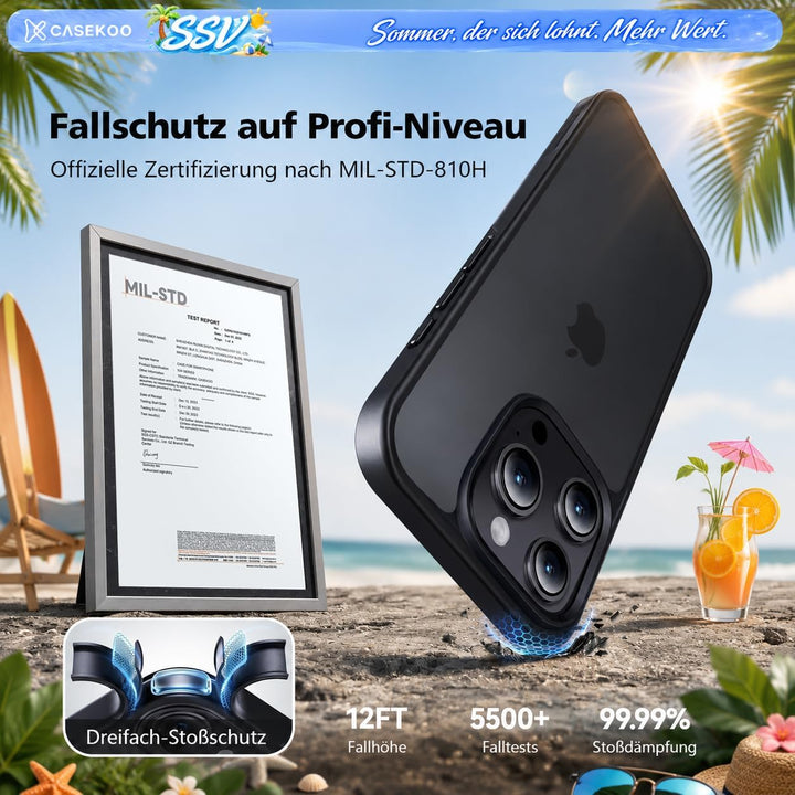 CASEKOO 9-Jahr-Klassiker für iPhone 16 Pro Hülle [TOP Militärschutz] Stossfeste Kratzfeste Schutzhül