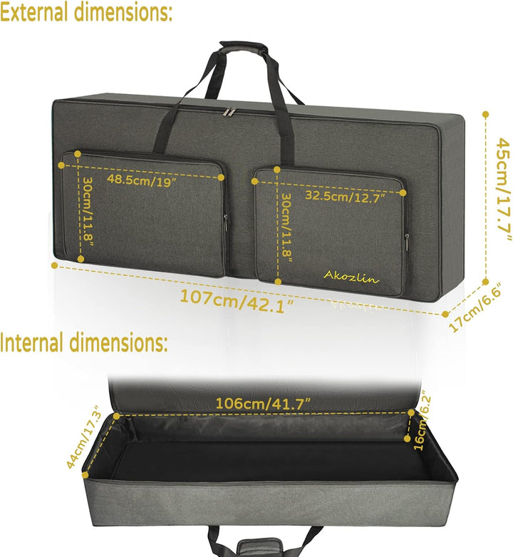 AKOZLIN 61-Tasten-Keyboardtasche, tragbar, robust, gepolstert, Gigbag, universell, wasserdicht, Oxfo