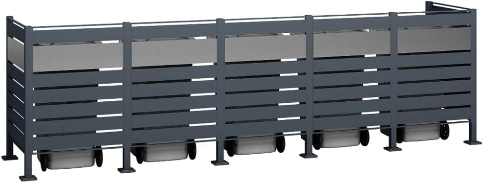 WESTMANN 5er Mülltonnenverkleidung Planum | Metall 400x90x120 cm Grau/Hellgrau | Mülltonnen Sichtsch