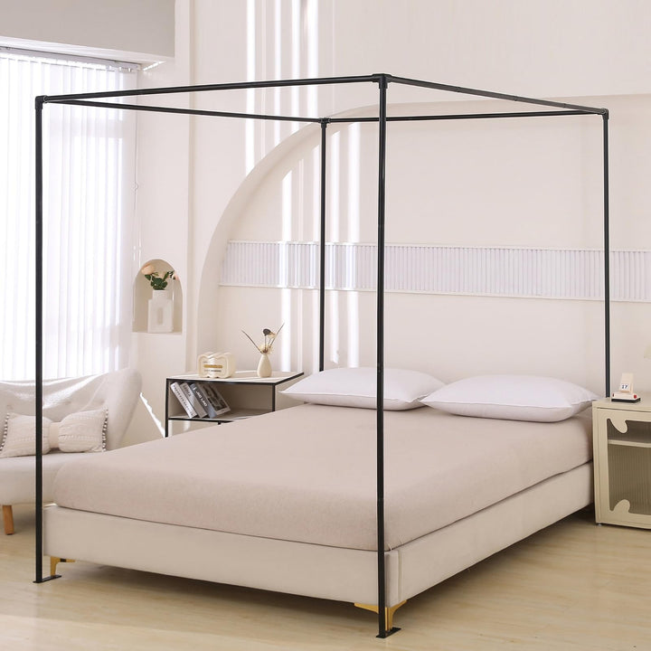 Beyeutao Himmelbett Gestell Schwarz Bed Canopy Frame Vier Poster B150×L200×H200 cm Bettvorhangrahmen