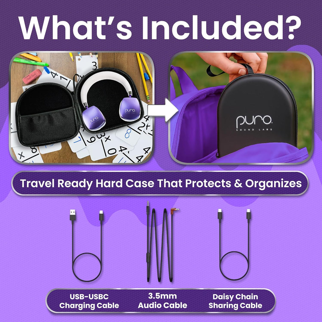 Puro Sound Labs PuroQuiet Plus Lautstärkebegrenzte On-Ear Active Noise Cancelling Bluetooth Kopfhöre