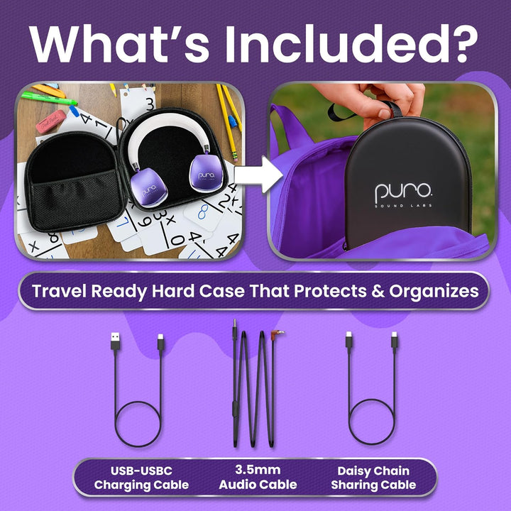 Puro Sound Labs PuroQuiet Plus Lautstärkebegrenzte On-Ear Active Noise Cancelling Bluetooth Kopfhöre