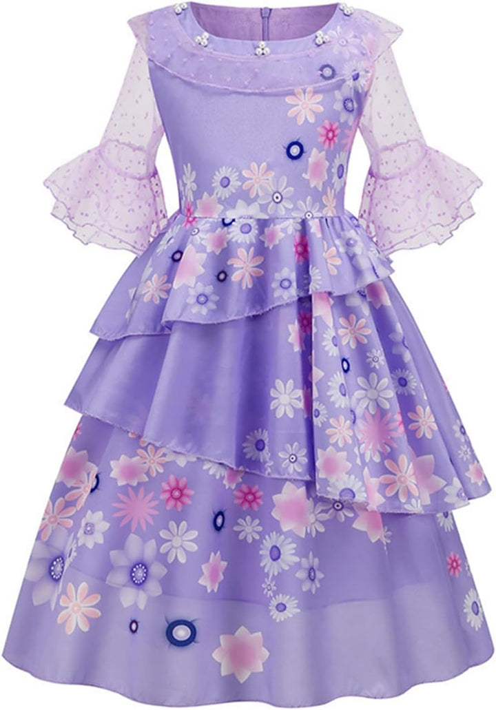 LCXYYY Isabela Madrigal Verkleidung Kostüm Cosplay Mirabel Isabela Lila Ballerina Kleid mit Girlande