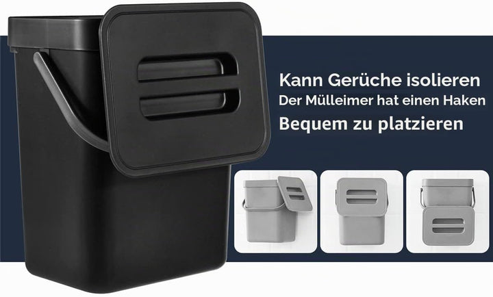 Spesh Biomülleimer Küche 2er-Set(5L+3L) Kunststoff Komposteimer Geruchsdicht Aufhängbar Abfalleimer