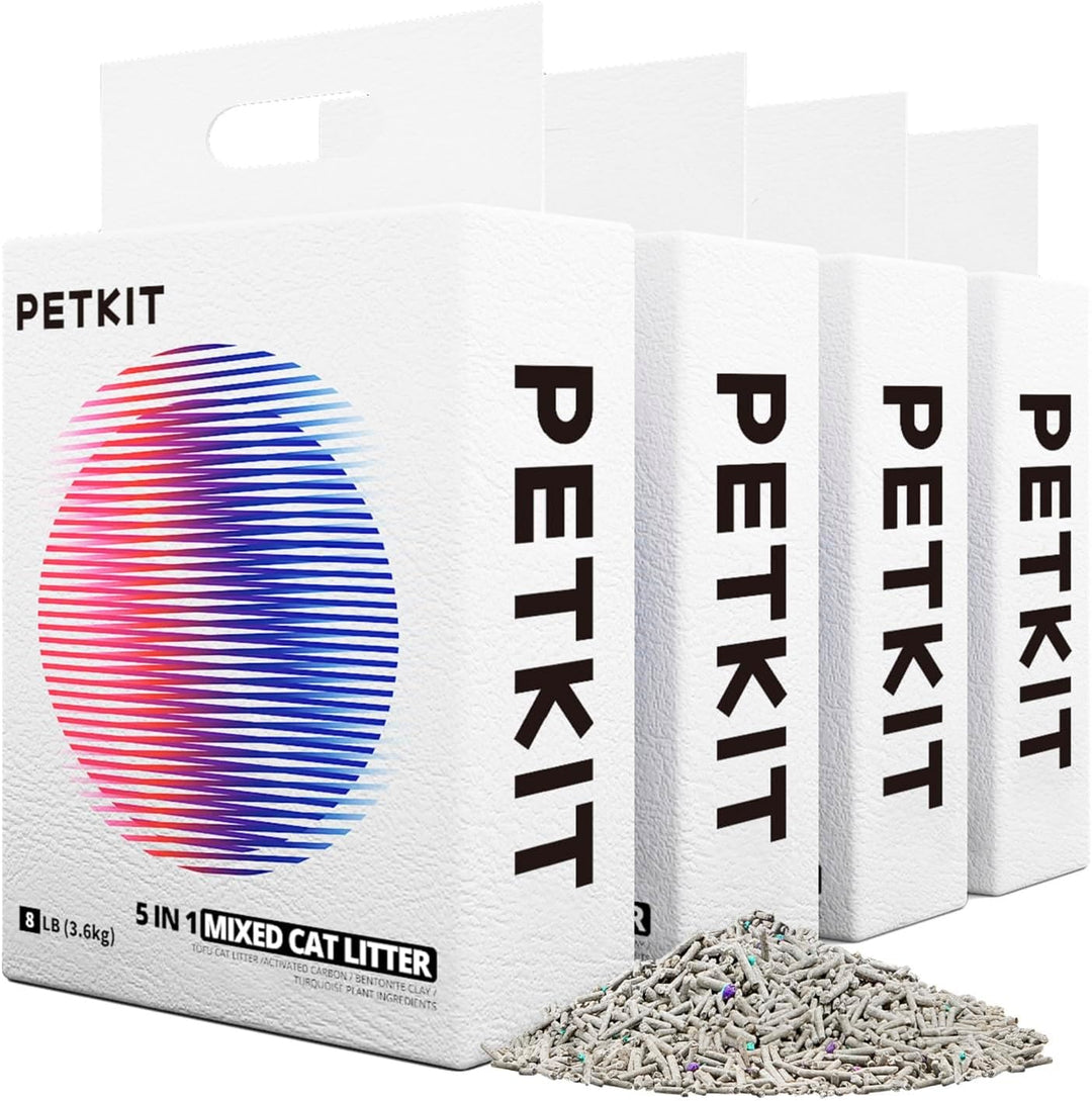 PETKIT 5 in 1 Gemischtes Katzenstreu, Spülbar, Geruchsfrei, Aktivkohle, Extrem Saugfähig und Schnell