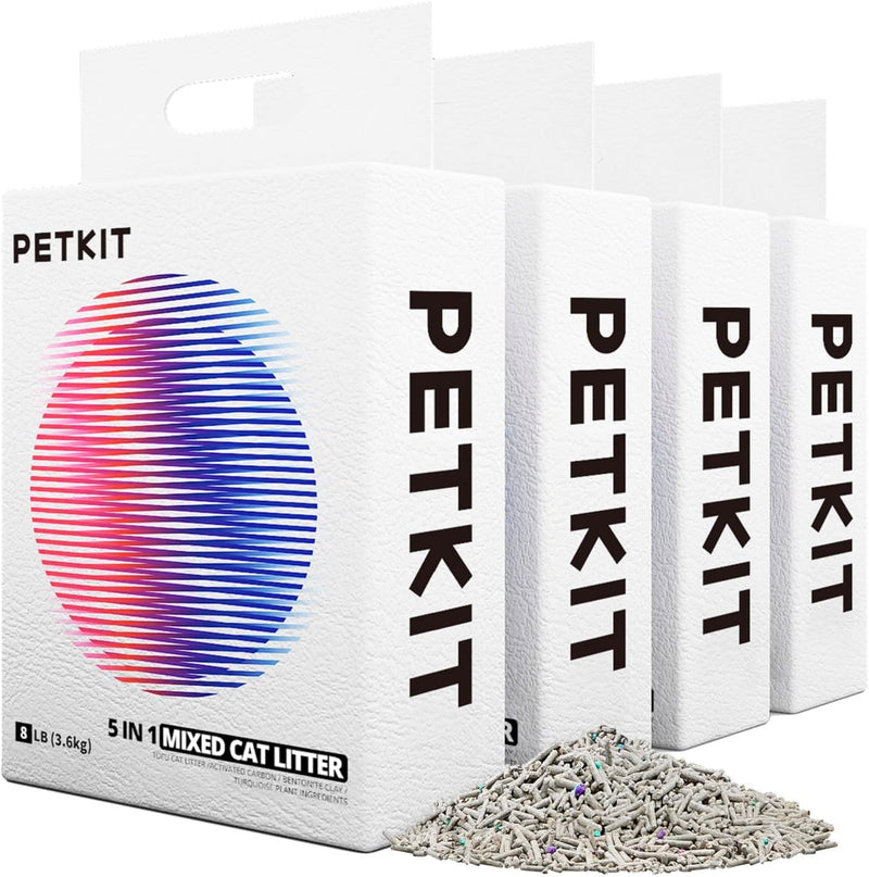PETKIT 5 in 1 Gemischtes Katzenstreu, Spülbar, Geruchsfrei, Aktivkohle, Extrem Saugfähig und Schnell