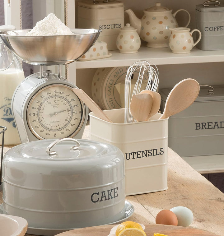 KitchenCraft Living Nostalgia, Utensilienhalter, Metall, 15 x 16 cm, creme antik, Creme