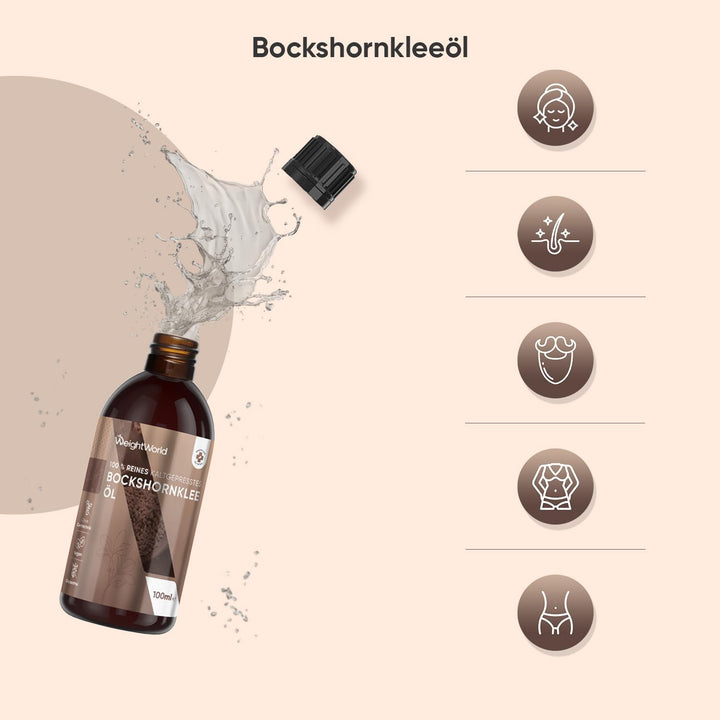 Bockshornkleeöl 100ml - Körper, Brustbereich, Gesäss, Bart, Haare, Nägel - Vegan Fenugreek Oil - Kör