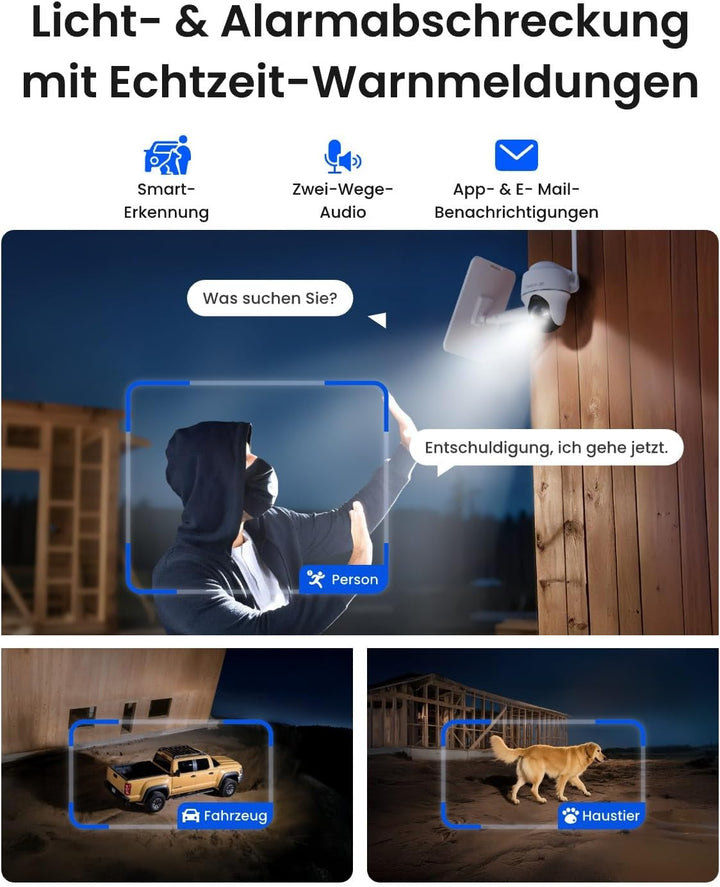 Reolink 4K 3G/4G LTE Überwachungskamera mit SIM Karte, 355°&amp;140° PTZ Solar Kamera Outdoor mit 8MP Fa