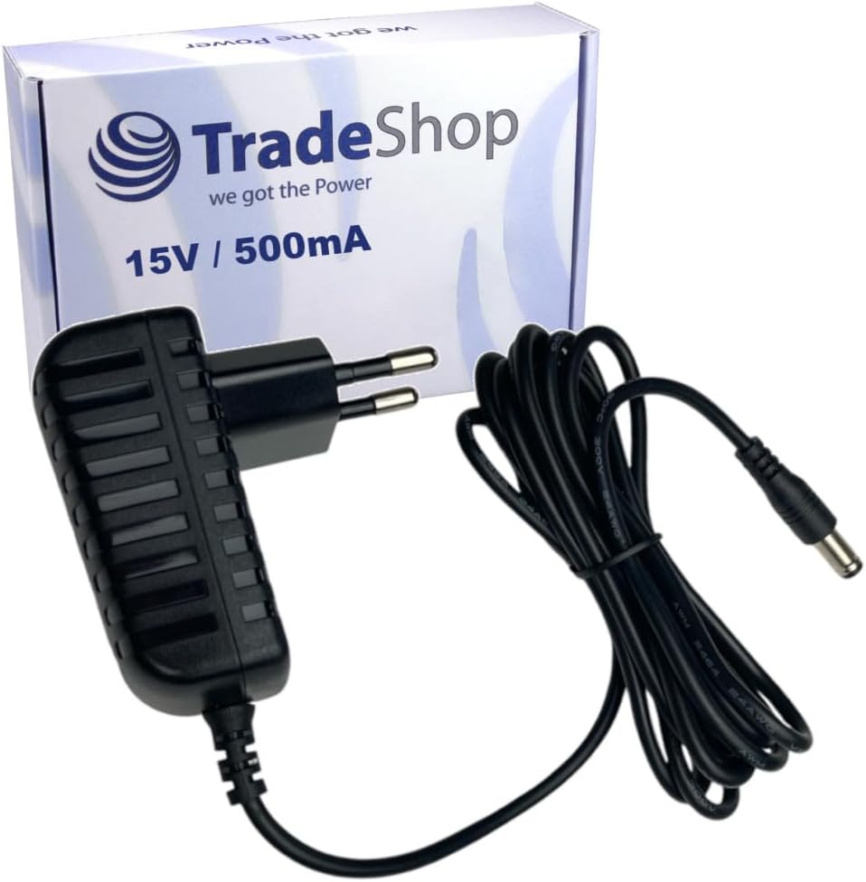 Trade-Shop 15V 0,5A Netzteil/Ladegerät/Ladekabel kompatibel mit Bosch EasyDrill 12 3603JB3000 1600A0