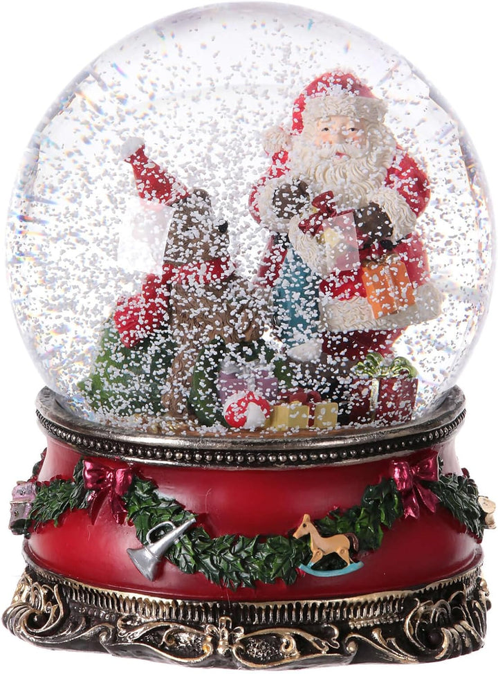 Weihnachten Schneekugel Musik Spieluhr (Weihnachtsmann mit Bär Ø20 cm), Weihnachtsmann mit Bär Ø20 C