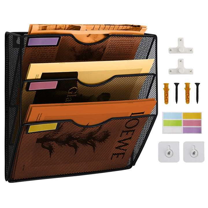 Hängeorganizer Wandablagefächer 3 Stöckiger Wandmontage Schreibtisch Organizer, A4 Zeitschriftenhalt