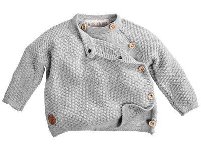 Bio Baby Jacke Schlüttli Strick 100% Bio-Baumwolle (KbA) GOTS zertifiziert, Hellgrau Melange, 74/80