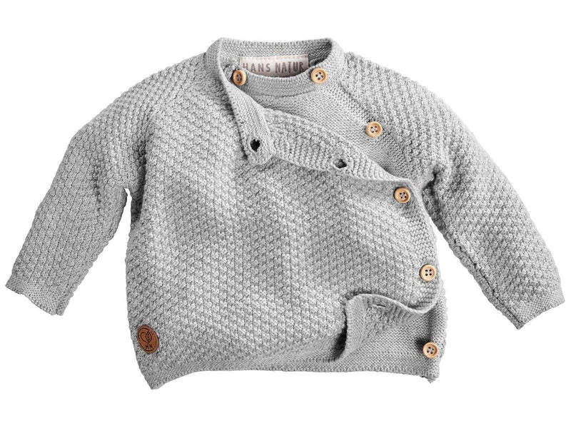 Bio Baby Jacke Schlüttli Strick 100% Bio-Baumwolle (KbA) GOTS zertifiziert, Hellgrau Melange, 74/80