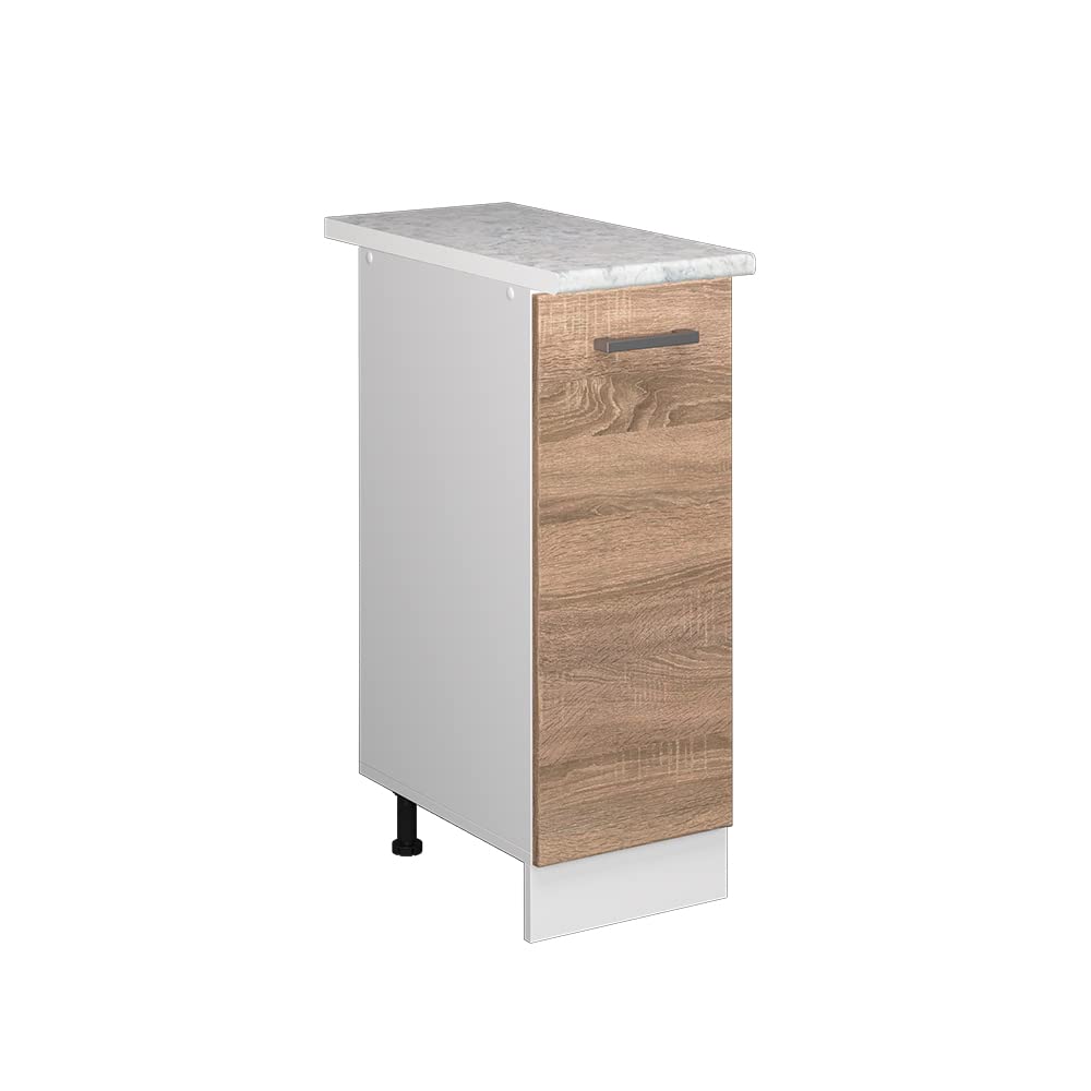 Vicco Apothekerschrank R-Line, Sonoma/Weiss, 30 cm mit Arbeitsplatte Sonoma Apothekerunterschrank 30