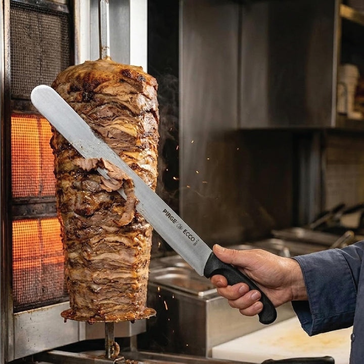 Pirge Ecco Dönermesser 55 cm Schwarz Harter Stahl - Aufschnittmesser - Schärfstes Döner Langmesser -