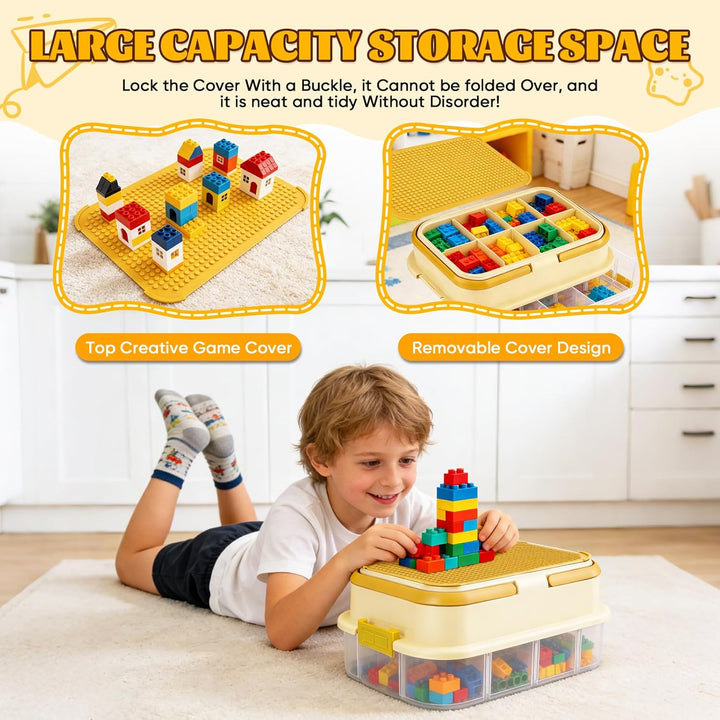Legosteine Aufbewahrungsboxen,Legosteine Sortierbox,4 Stufen Hohe Kapazität,Mit Trennbarer Partition