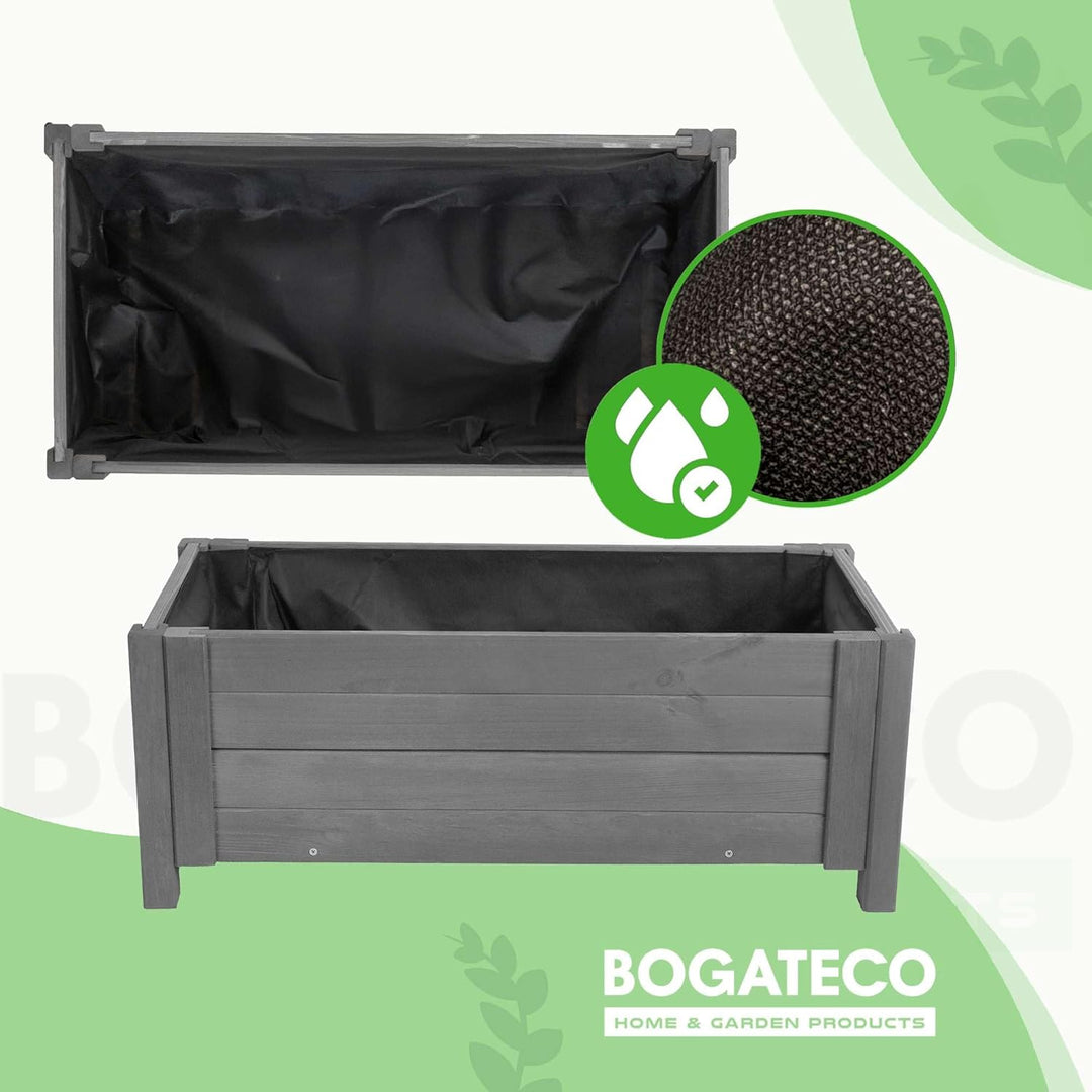 BOGATECO Pflanzkasten Pflanzkübel aus Holz | 80 x 38 cm | Anthrazit | Blumen-Topf Perfekt für Garten