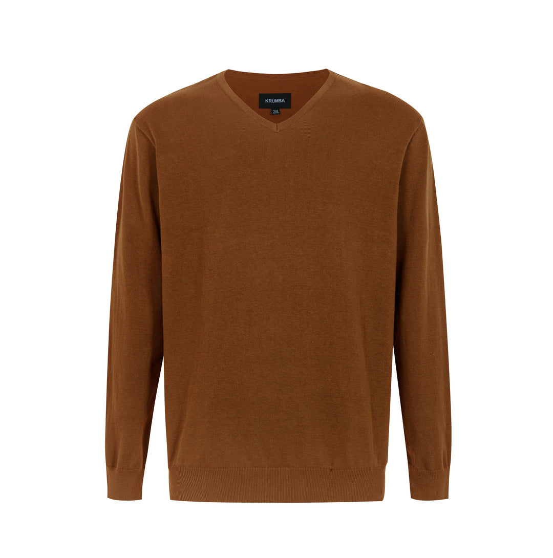 Herren Baumwolle Übergross V-Ausschnitt Klassik Pullover, Camel