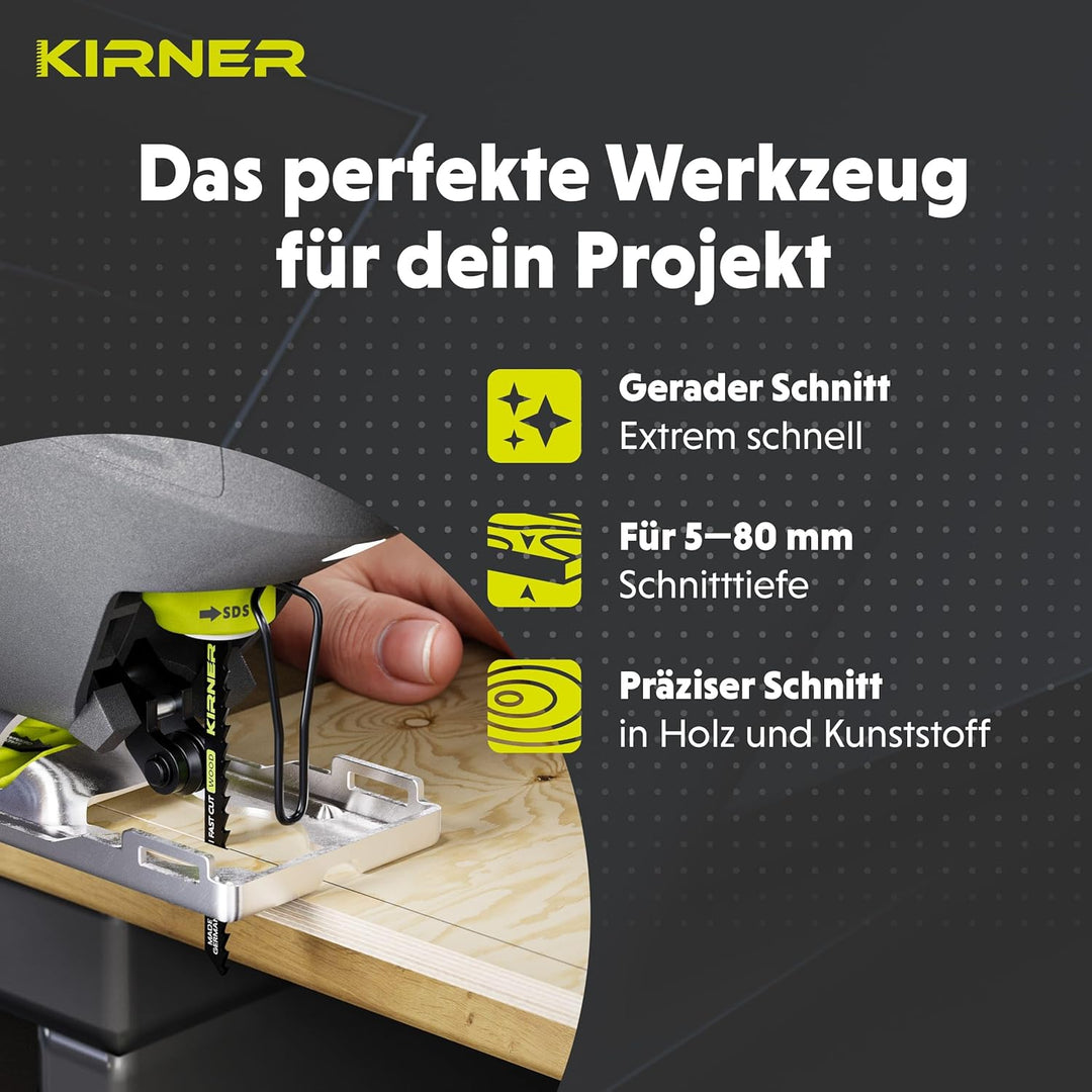 KIRNER Stichsägeblätter Holz 10 Stk. [ bis zu 5x mehr Schnitte ] Lange Version für schnelle, grobe S