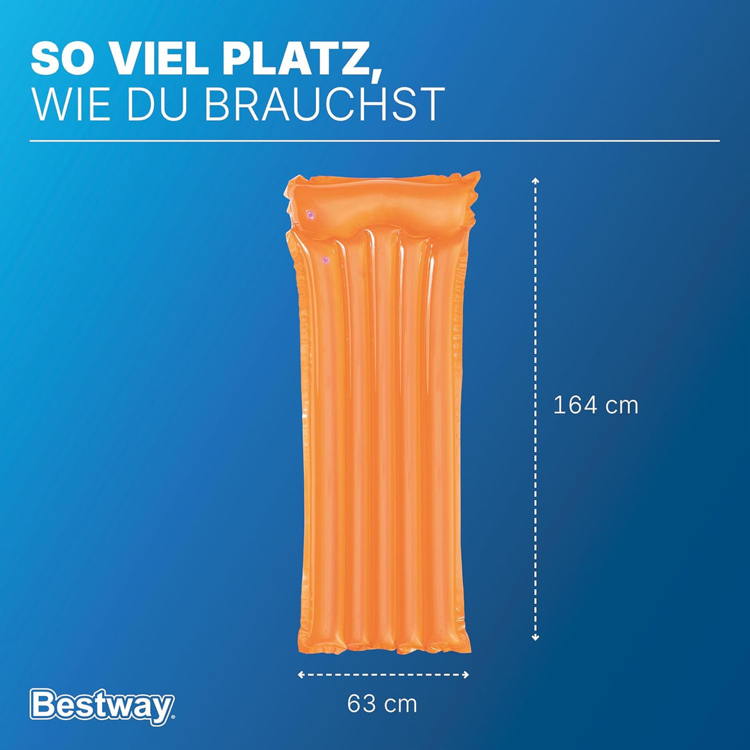 Bestway Luftmatratze Transparent, 183 x 76 cm, 1 Person, PVC, 2 Luftkammern, Integriertes Kopfkissen
