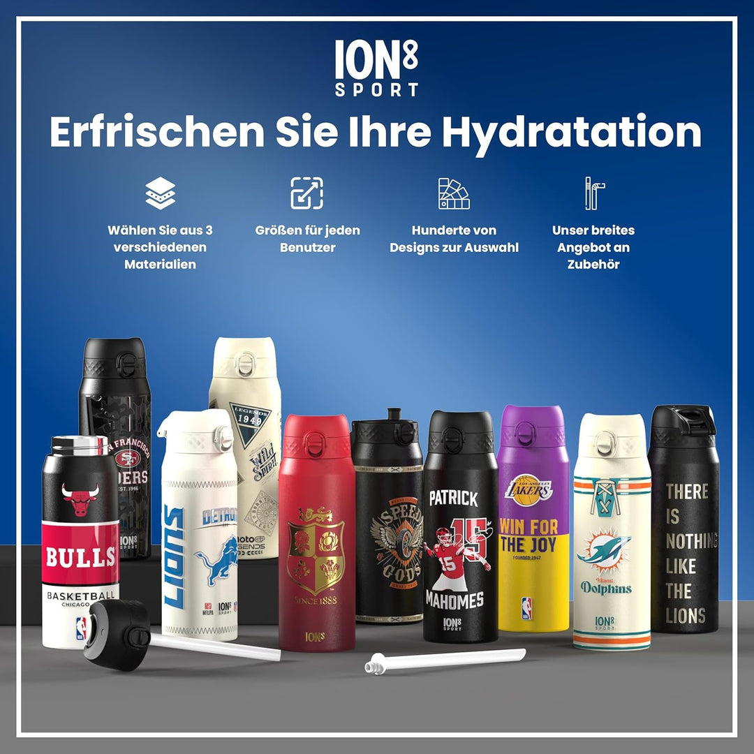 NBA Golden State Warriors Trinkflasche Mit Herausnehmbarem Strohhalm, 750ml/24oz, Auslaufsichere Iso