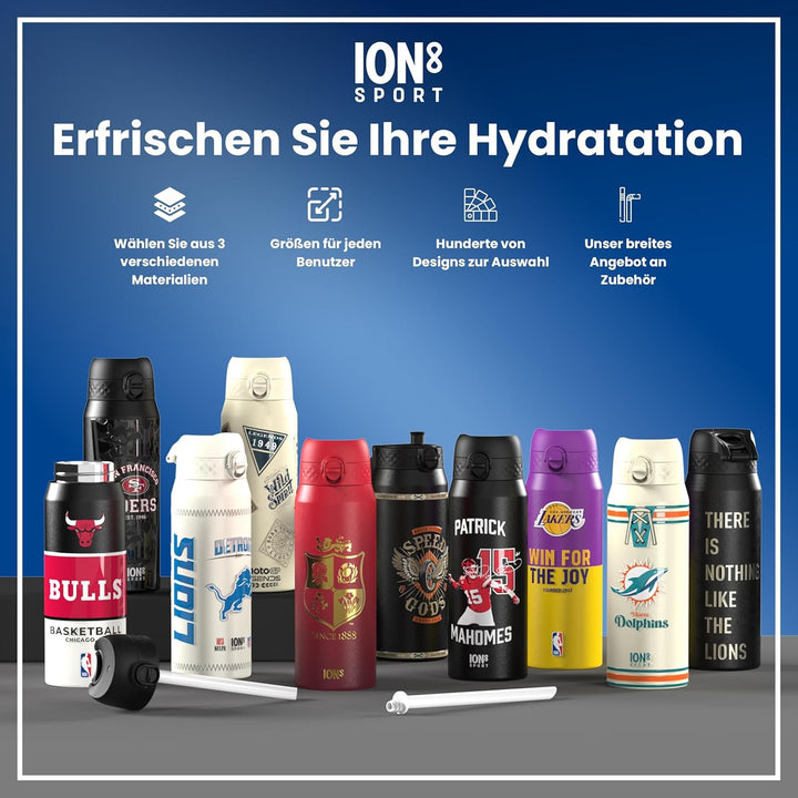 NBA Golden State Warriors Trinkflasche Mit Herausnehmbarem Strohhalm, 750ml/24oz, Auslaufsichere Iso