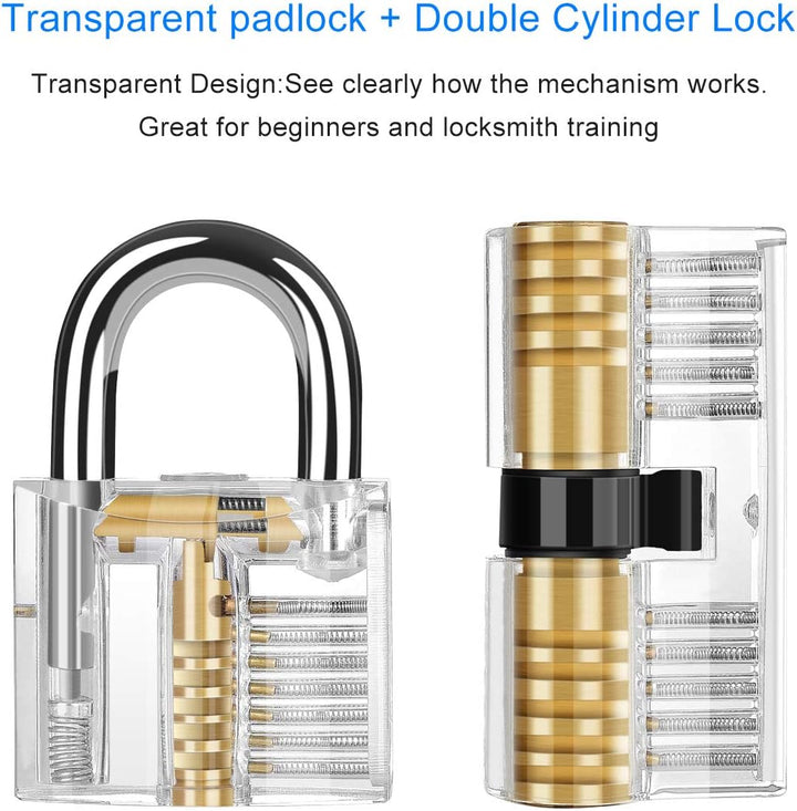Lockpicking Set [Upgrade], Diyife 26 Stück Dietrich Set Komfort-Sicher Blau Silikon-Hand, mit 2 Tran