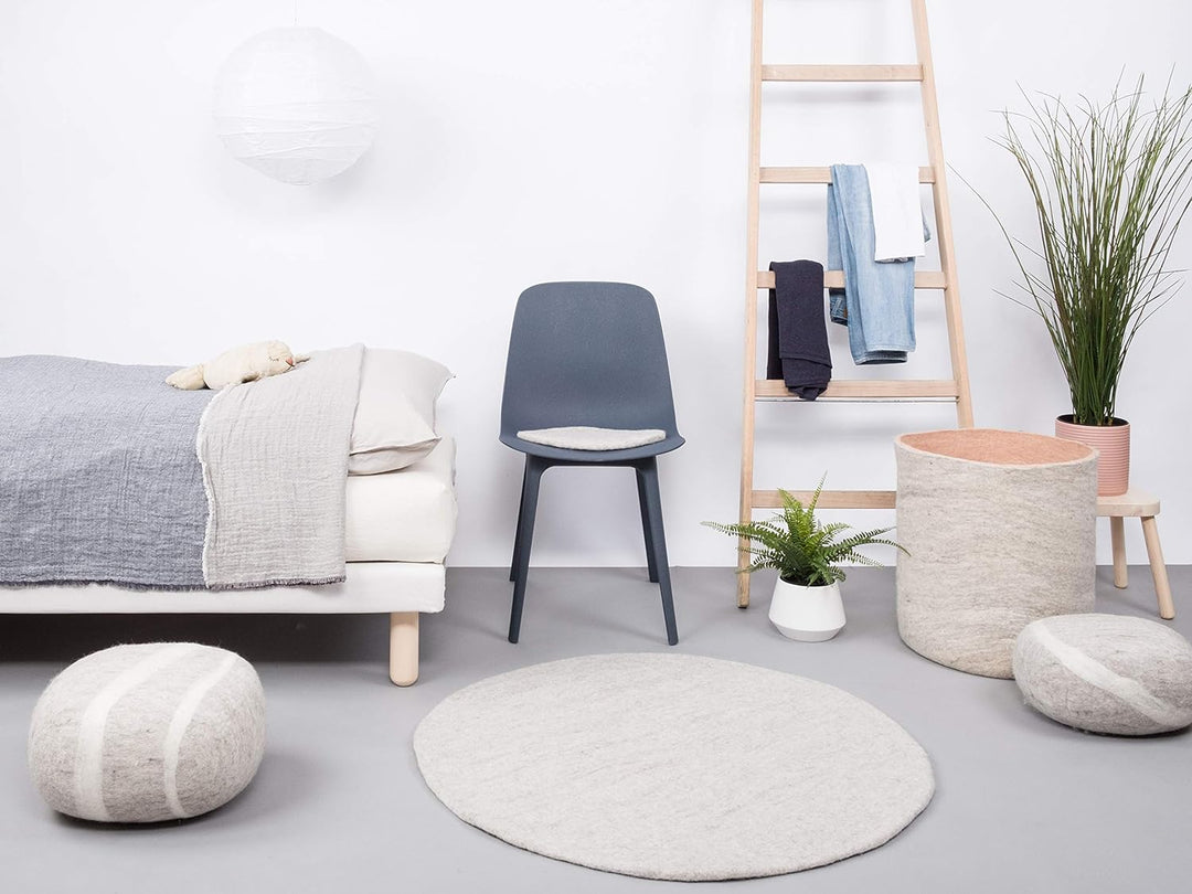 myfelt Béla Filzteppich — Ø 90 cm, ideal für Schlaf-, Wohn-, Kinderzimmer, Flur & Bad Beige 90cm Ø,