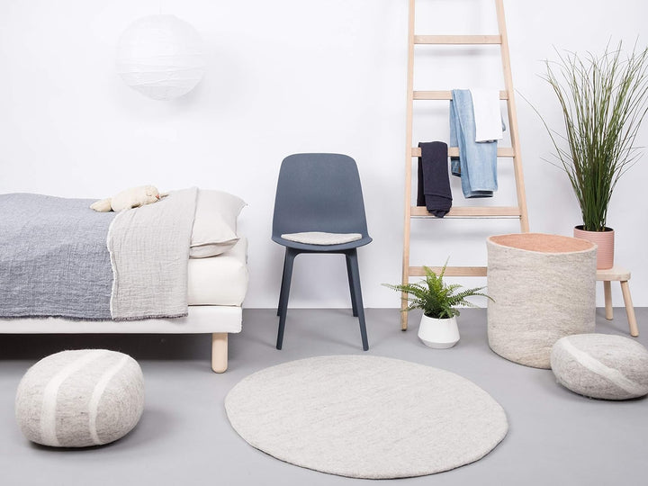 myfelt Béla Filzteppich — Ø 90 cm, ideal für Schlaf-, Wohn-, Kinderzimmer, Flur & Bad Beige 90cm Ø,