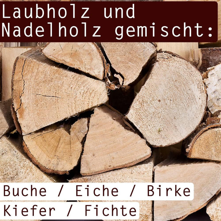 Flameup Brennholz Gemischt Kaminholz 15 kg Buche Eiche Birke Kiefer Fichte Holz Für Ofen und Kamin K