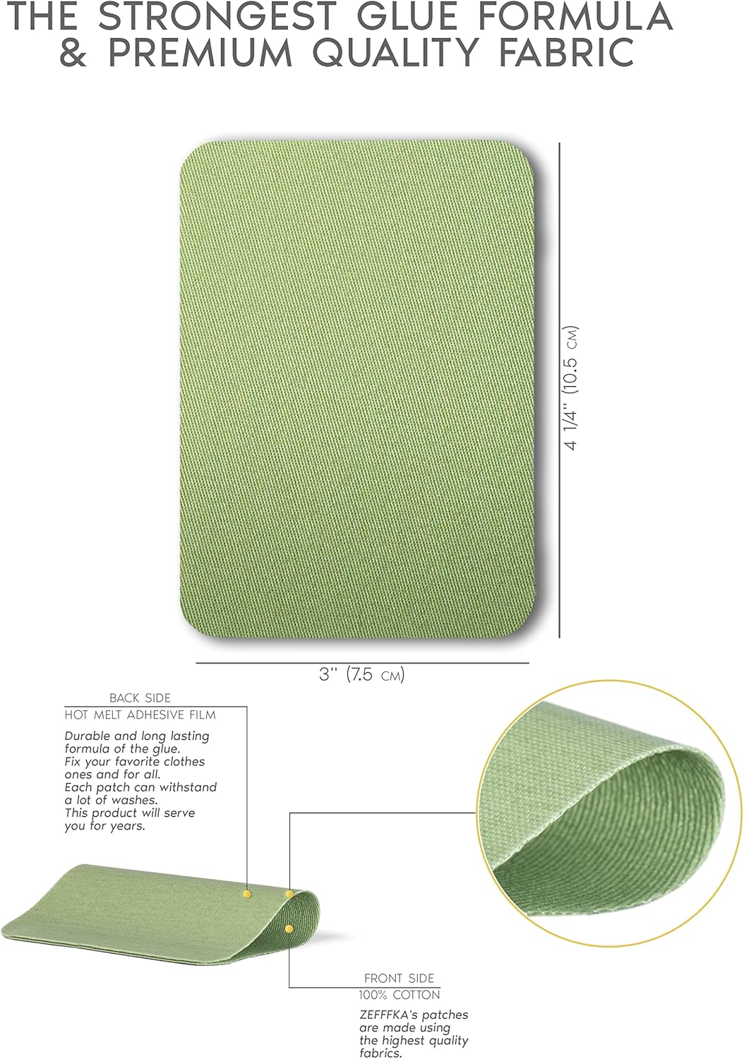 ZEFFFKA 2PACK Kleider-Flicken zum Aufbügeln für Innen und Aussen Stärkster Kleber 100% Baumwolle Ver